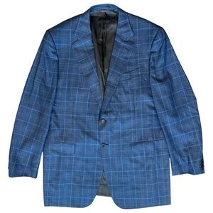 Trussini Loro Piana Super 130s Wool Sport Coat Blue Windowpane 46US/56IT Italy